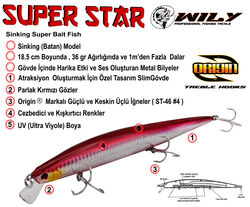 Wily Süper Star 18.5 cm Maket Balık 36 gr (Sinking) - Thumbnail